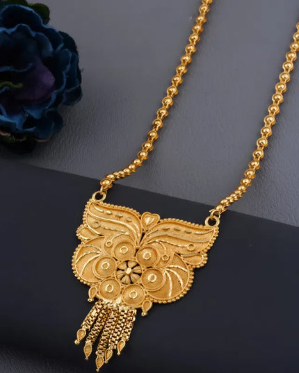 Traditional Gold plated Ki Mala Design With Moti Chen Ladi Long Mangalsutra