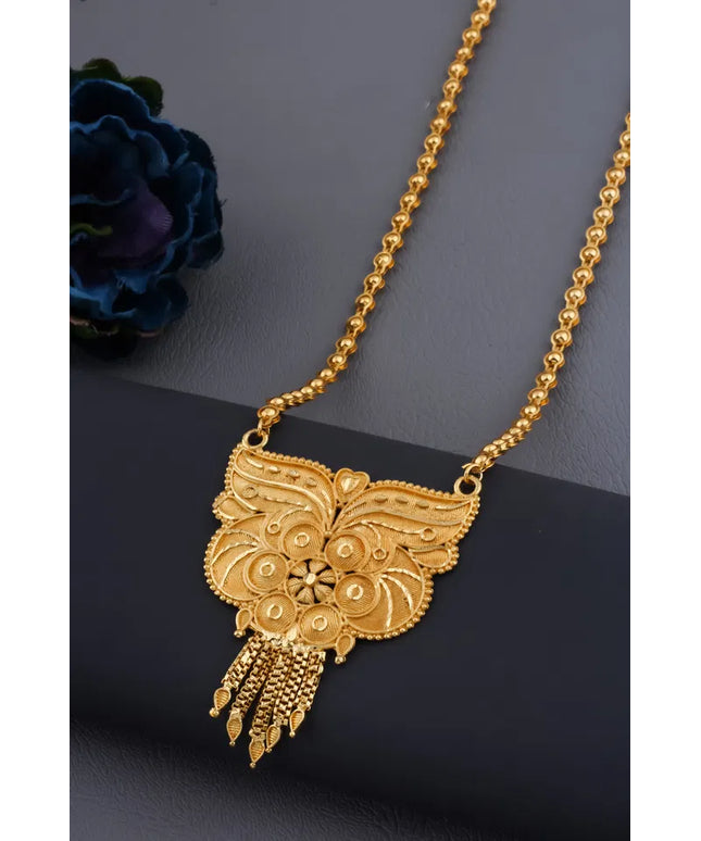 Traditional Gold plated Ki Mala Design With Moti Chen Ladi Long Mangalsutra