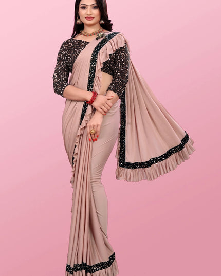 Lycra Blend Solid Saree for Women (Sea Green, 6.3 m)
