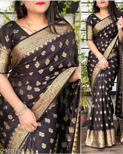Jacquard Saree For Women (Brown, 6.3m)