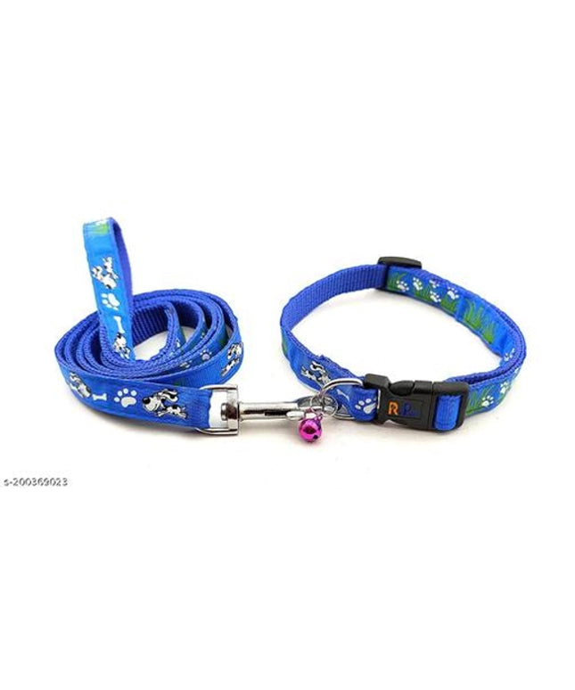 Neck Coller Belt with 5 Feet Leash for Pet (Multicolor, 0.15 inches) (Set of 1)
