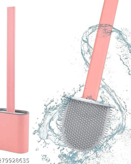Silicone Water Drop Toilet Brush and Holder Set (Multicolor, Set of 1)