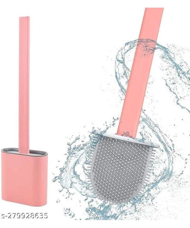 Silicone Water Drop Toilet Brush and Holder Set (Multicolor, Set of 1)