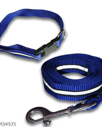 Neck Coller Belt with 5 Feet Leash for Pet (Multicolor, 1 inches) (Set of 1)