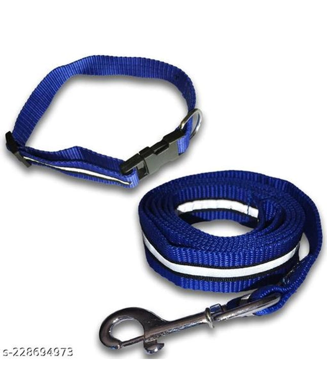 Neck Coller Belt with 5 Feet Leash for Pet (Multicolor, 1 inches) (Set of 1)