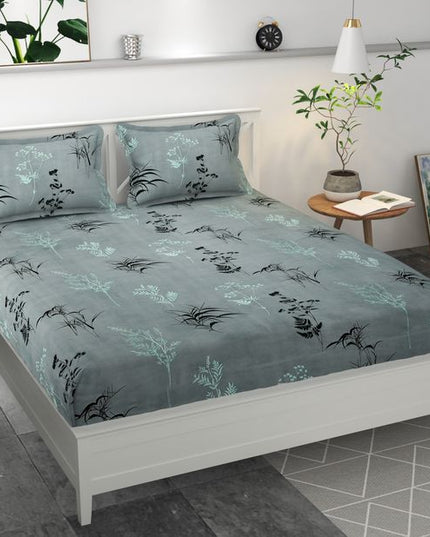 Premium MICROFIBER ELASTIC FITTED DOUBLE BEDSHEET WITH TWO PILLOW COVERS (70X76X6 Inches)