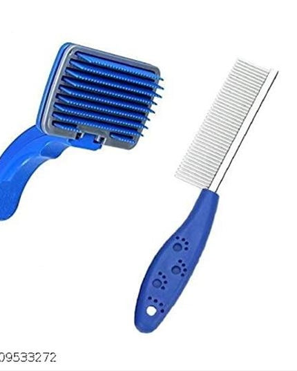 ABS Plastic Slicker Brush with Hair Brush for Pet (Multicolor, Set of 2)