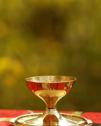 Brass and Glass Akhand Deep Diya with Cover for Puja | Deepam Jyot Diya Oil Lamp