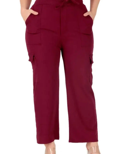 Cotton Blend Straight Fit Trouser for Women (Maroon, S)