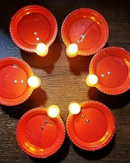 Water Sensor LED Light Diya, Flameless & Smokeless Warm Ambient Eco-Friendly LED Diya Light Candles for Diwali, New Year, Home, Temple Decoration (12, Classic)