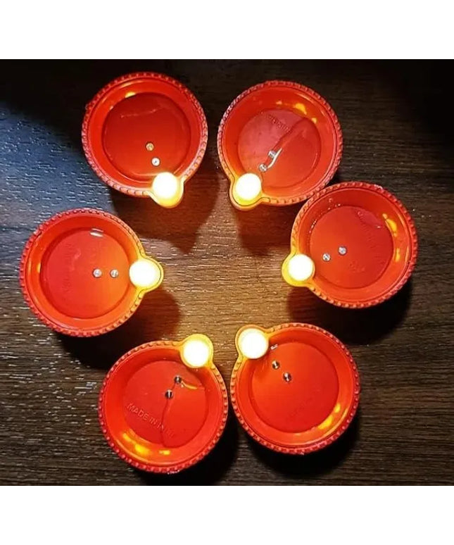 Water Sensor LED Light Diya, Flameless & Smokeless Warm Ambient Eco-Friendly LED Diya Light Candles for Diwali, New Year, Home, Temple Decoration (12, Classic)