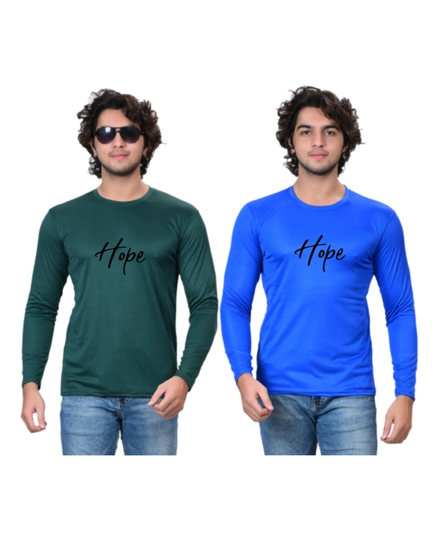 Round Neck Printed T-Shirt for Men (Green & Blue, S) (Pack of 2)