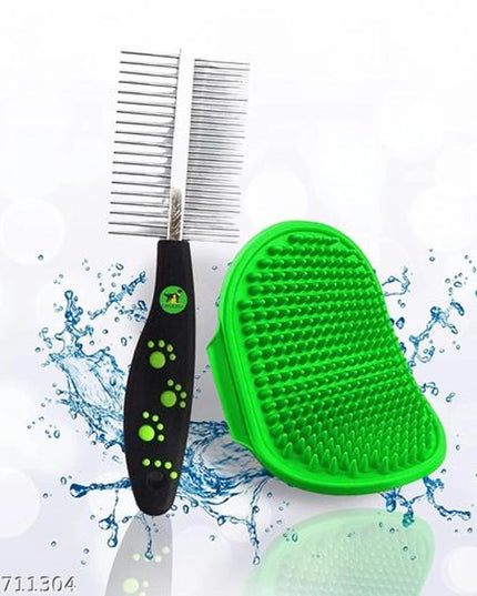 Massage Brush with Head Brush for Pet (Multicolor, Set of 2)