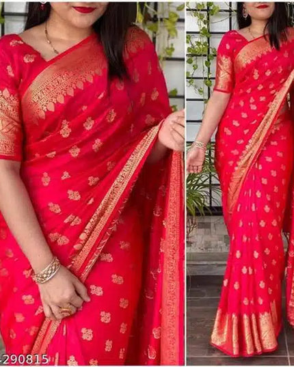 Jacquard Saree For Women (Brown, 6.3m)