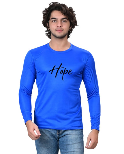 Round Neck Printed T-Shirt for Men (Blue, S)