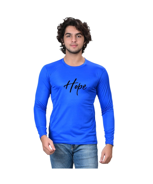 Round Neck Printed T-Shirt for Men (Blue, S)
