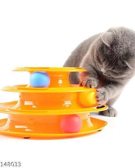 3 Layer Plastic Tower Toy for Pet (Yellow)