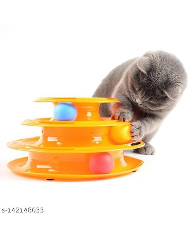 3 Layer Plastic Tower Toy for Pet (Yellow)