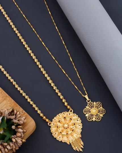 Mangalsutra Ki Mala Design With Moti Chen Ladi Lomg and short Combo Set [ BUY 1 GET 1 FREE ]
