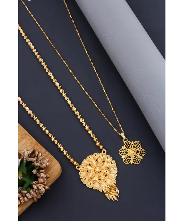 Mangalsutra Ki Mala Design With Moti Chen Ladi Lomg and short Combo Set [ BUY 1 GET 1 FREE ]