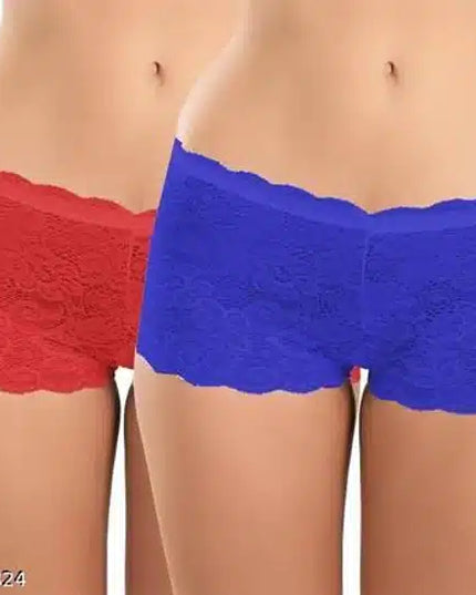 Net Briefs for Women (Red & Blue, XS) (Set of 2)