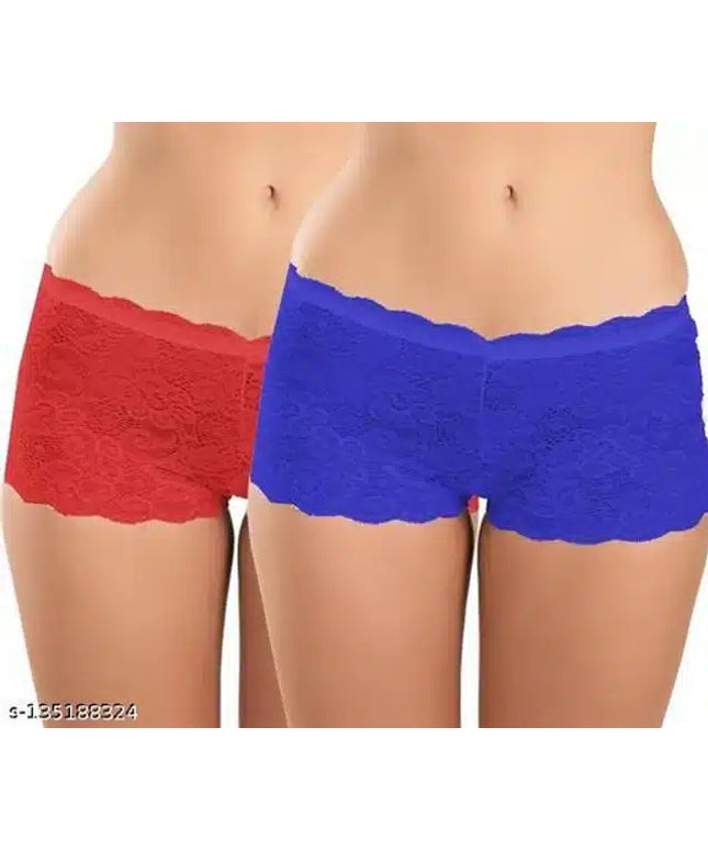 Net Briefs for Women (Red & Blue, XS) (Set of 2)