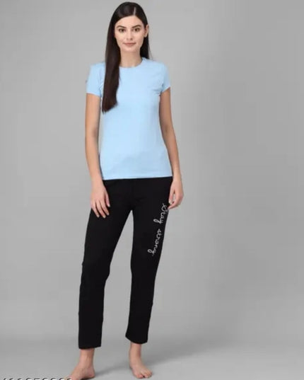 Cotton Blend Straight Fit Trouser for Women (Black, M)