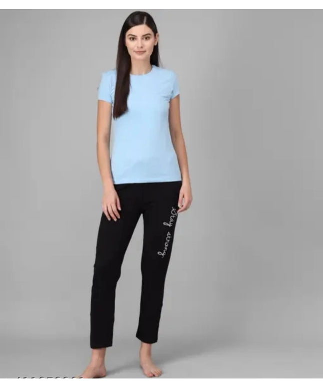 Cotton Blend Straight Fit Trouser for Women (Black, M)