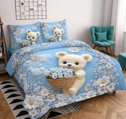 Heavy 7D Digital Glace Cotton Super King Size Printed Flat Double Bedsheet, 110 X 110 Inch and 2 Pillow Cover