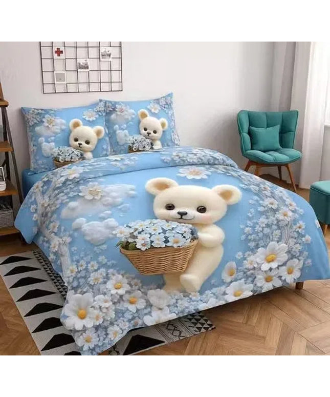 Heavy 7D Digital Glace Cotton Super King Size Printed Flat Double Bedsheet, 110 X 110 Inch and 2 Pillow Cover