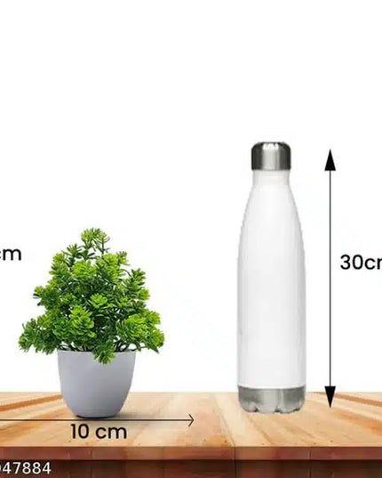 Artificial Plants with Pot (Green & White, Pack of 4)