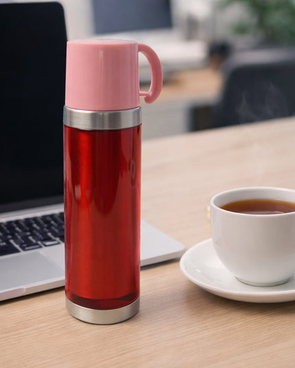 Insulated Travel Mug Bottle With Handle Lid (500 Ml)