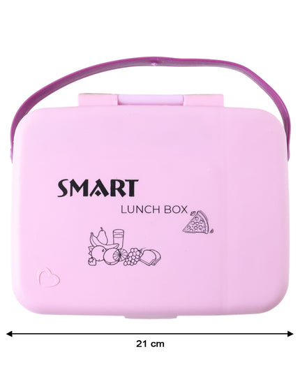 Smart Leak Proof Lunch Box With 3 Compartments And Spoon Set (1 Set)