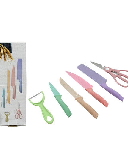 8174 Corrugated 6pc Kitchen Knife Set Professional Box Knife Set 6 Piece Forged Kitchen Knives With Box.