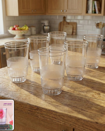 Transparent Janta Drinking Glass Set (300ml 6 Pc Set)
