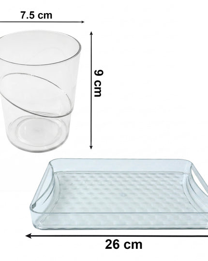 Premium Glass Serving Set (6 Glass With 1 Tray)