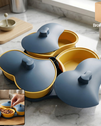 Multipurpose 3 Section Snack Serving Tray With Lid (1 Pc)