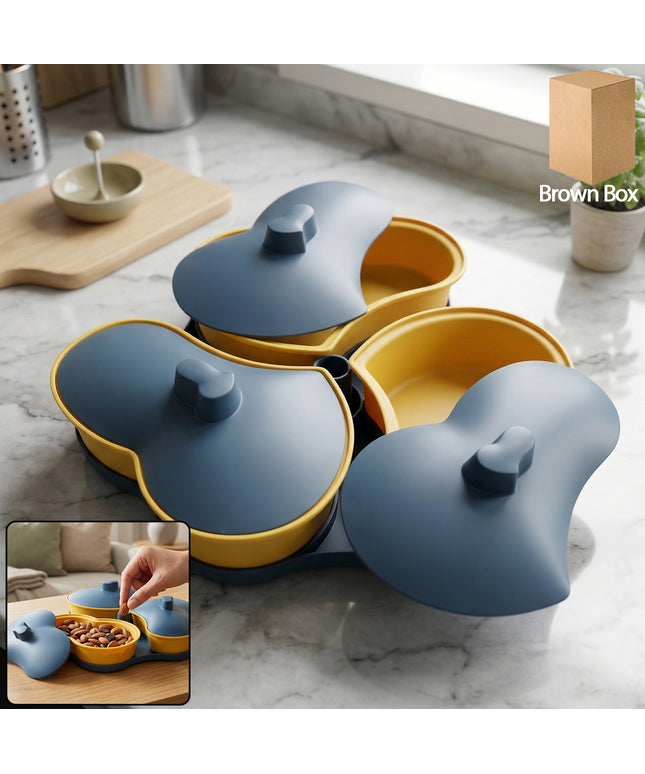 Multipurpose 3 Section Snack Serving Tray With Lid (1 Pc)
