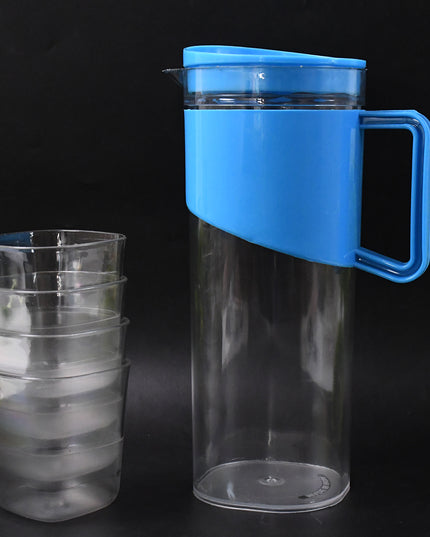 Transparent Stylish Premium Jug With Elegant Handle (2000 Ml Jug Approx  4 Pcs Plastic Glass)