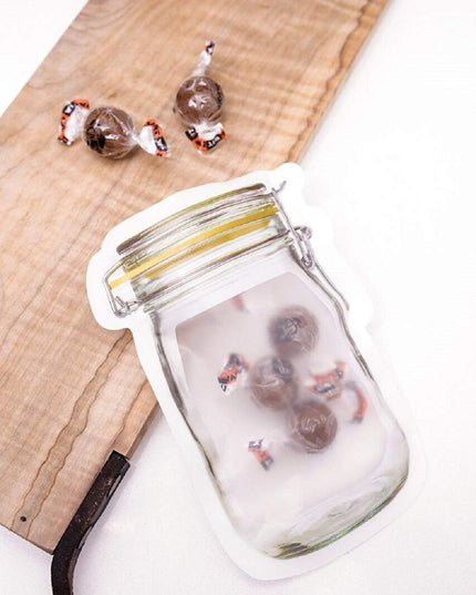1073 Reusable Airtight Seal Plastic Food Storage Mason Jar Zipper (150ml)