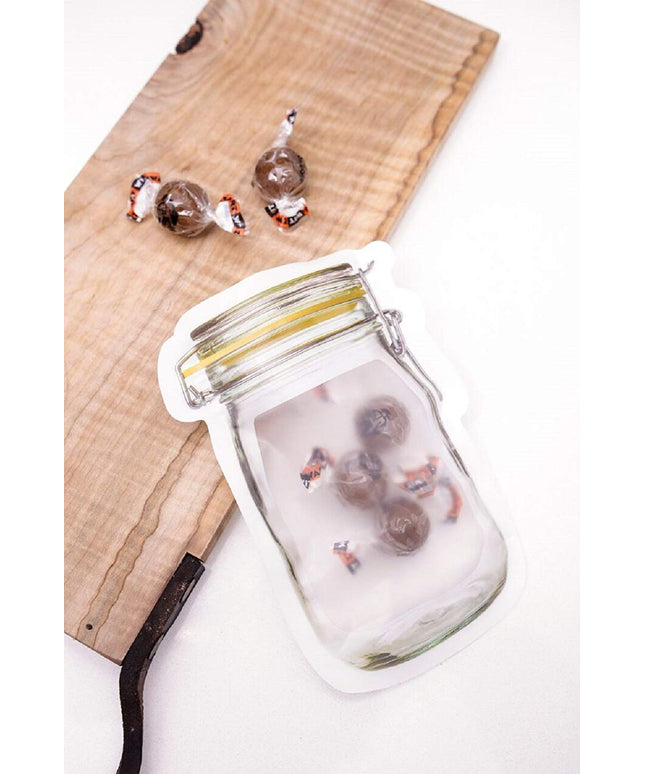 1073 Reusable Airtight Seal Plastic Food Storage Mason Jar Zipper (150ml)