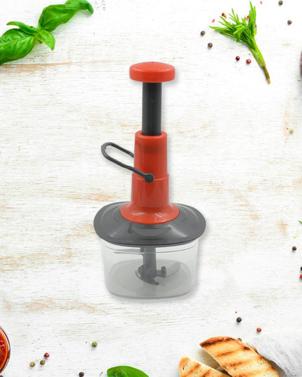 5790 Manual Press Fruit  Vegetable Chopper With 3 Stainless Steel Blades Anti-slip Base And Locking System Cutting Chopper For Kitchen (650 Ml)