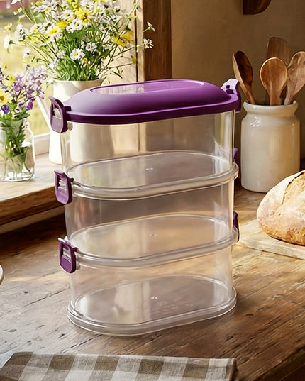 3 Layer Stackable Airtight Food Storage Container Set (1 Set)