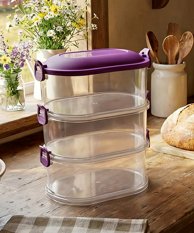 3 Layer Stackable Airtight Food Storage Container Set (1 Set)