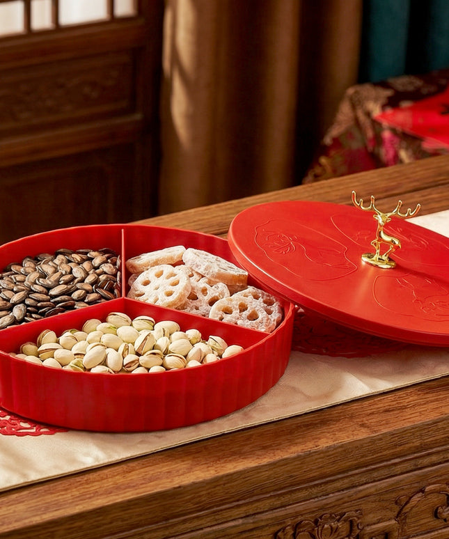 2 Layer Multipurpose Decorative Dry Fruit And Snack Serving Tray (1 Pc)