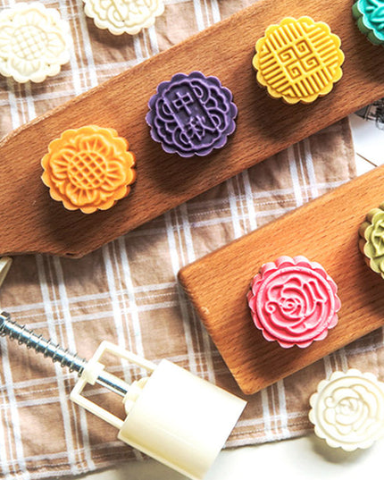 Mooncake Press Mold With 4 Stamps Set
