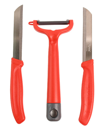 Apex 3-piece Stainless Steel Kitchen Knife And Peeler Set