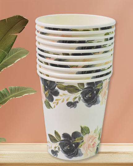 Disposable Paper Cups Disposable Tea Coffee Cups (10 Pcs Set  Mix Color  Design)