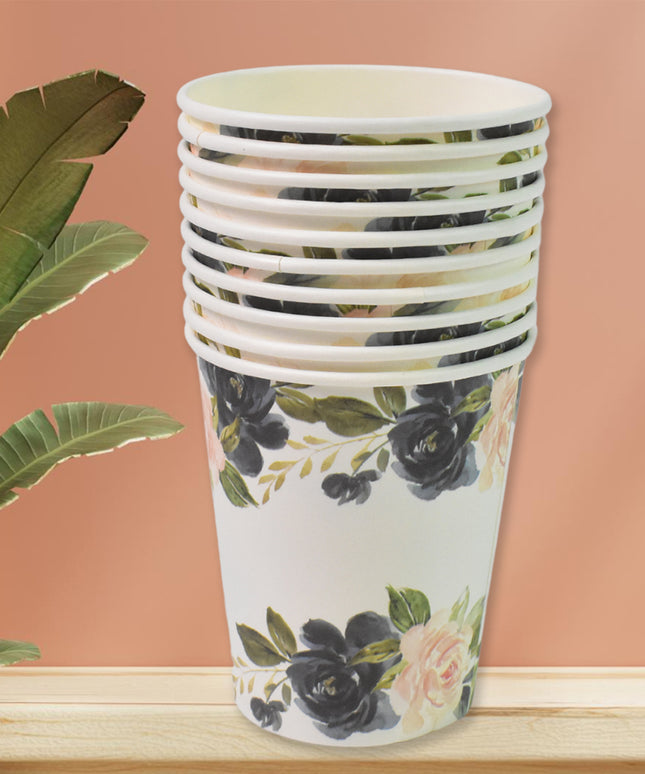 Disposable Paper Cups Disposable Tea Coffee Cups (10 Pcs Set  Mix Color  Design)