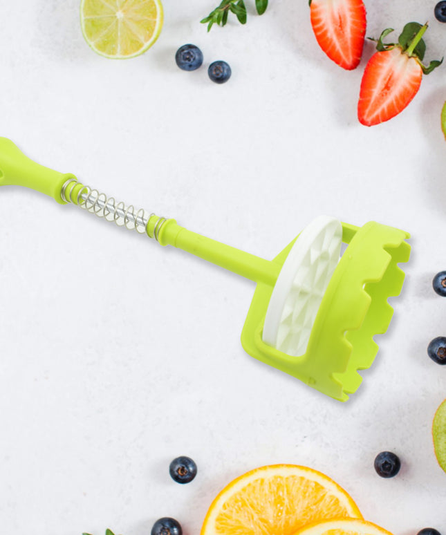 5768 Multi Functional One-handed Plastic Manual Mashed Potatoes Masher Mash Sweet Potato Masher With Comfort Grip And Stainless-steel Spring Design For Nonstick Pans (1 Pc)